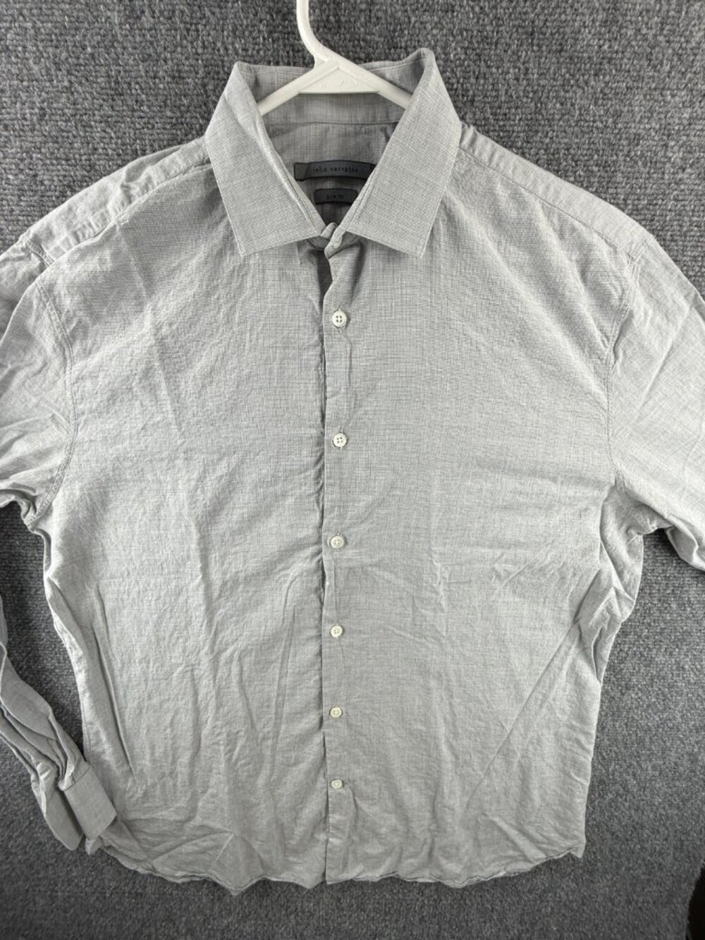John Varvatos Gray Slim Fit Long Sleeve 16 34/35 Italy All Cotton Designer Men
